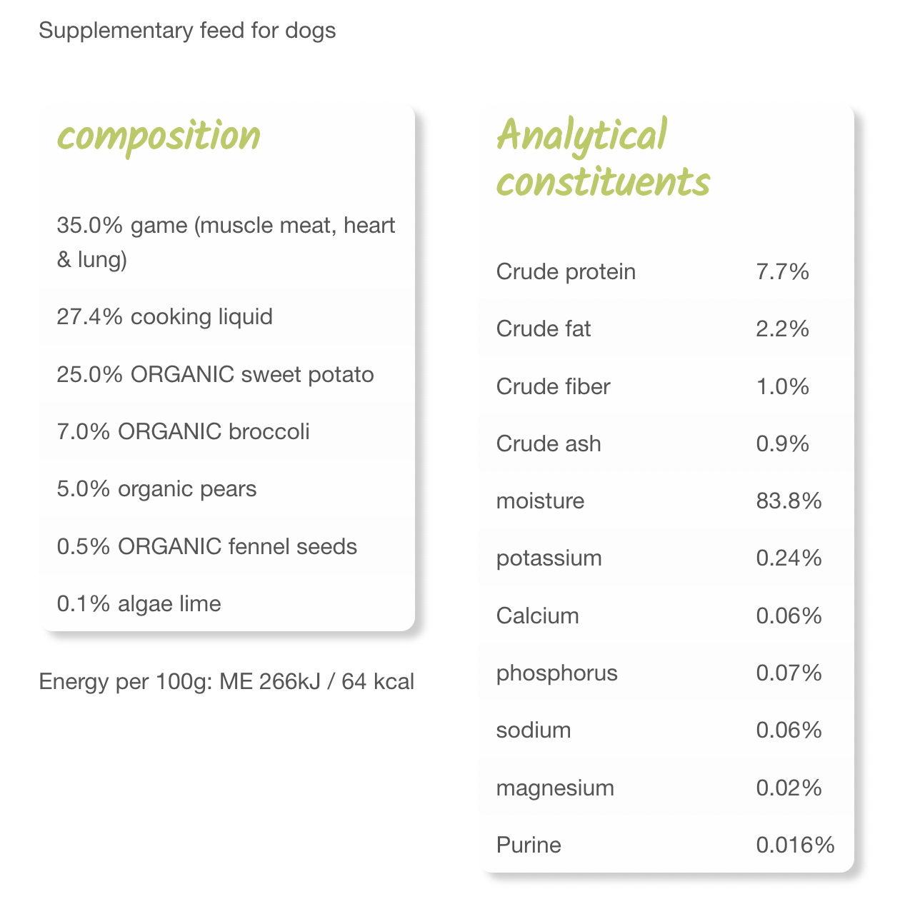 Menu "Now it's getting wild" with game and sweet potatoes (For Dogs) 150g