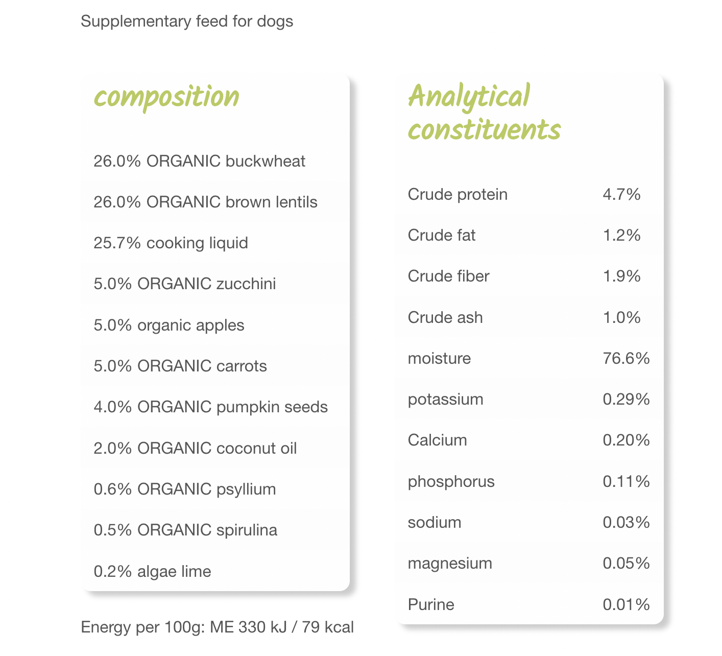 Menu "Young vegetables" with buckwheat and lentils (For Dogs) 150g - VEGAN