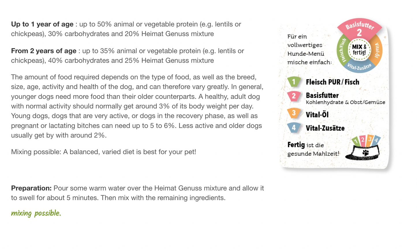 Organic basic food "Heimat Genuss" ( For Dogs ) with zucchini and carrots 500g 50% OFF (Auto discount)