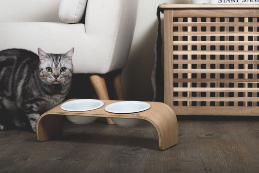 Woody God Mat (Dubbel Skål) Bentwood Djurmatsbord