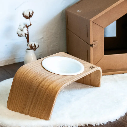 Woody God mat (Enkel Skål) Bentwood Djurmatsbord