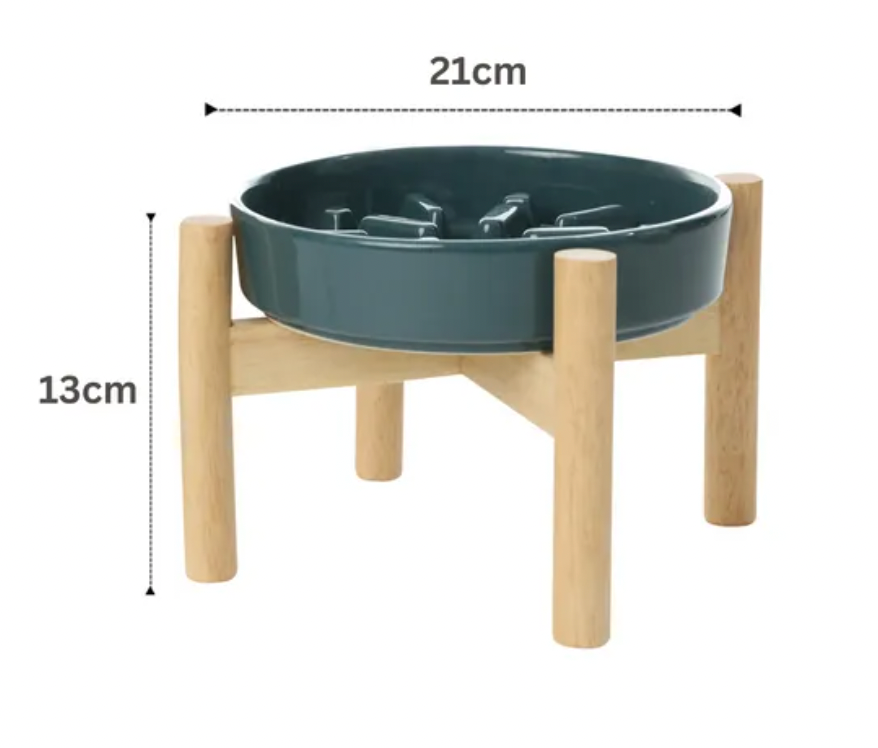 Slow Feeder Bowl - Wave (with wood stand)