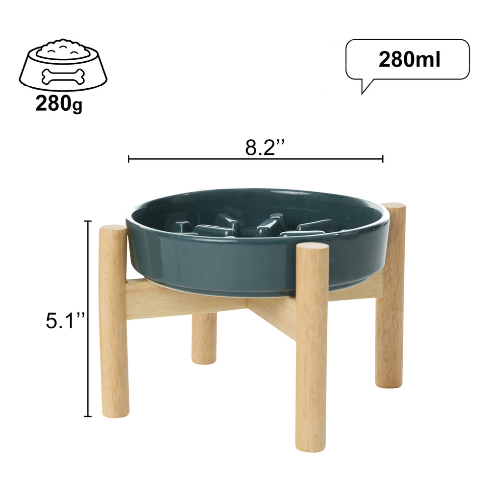 Slow Feeder Bowl - Wave (with wood stand)