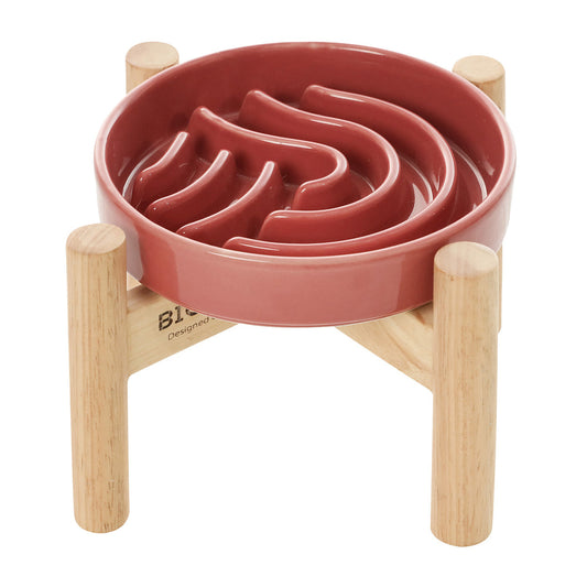 Slow Feeder Bowl - Wave (with wood stand)