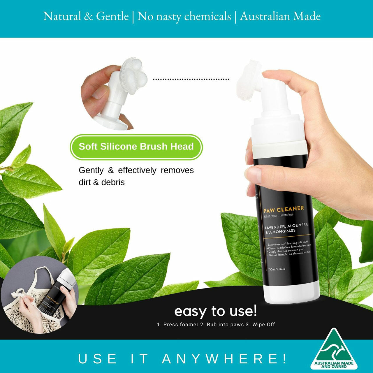 Rinse Free Dog Paw & Body Cleaner (Lavender & Lemongrass) - 150ml