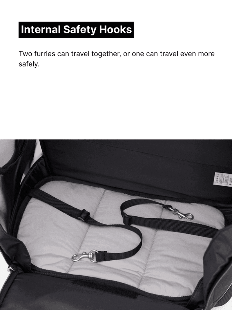 Jige Pet Backpack -  Dynamic Black (including Wooly Cushion - grey)