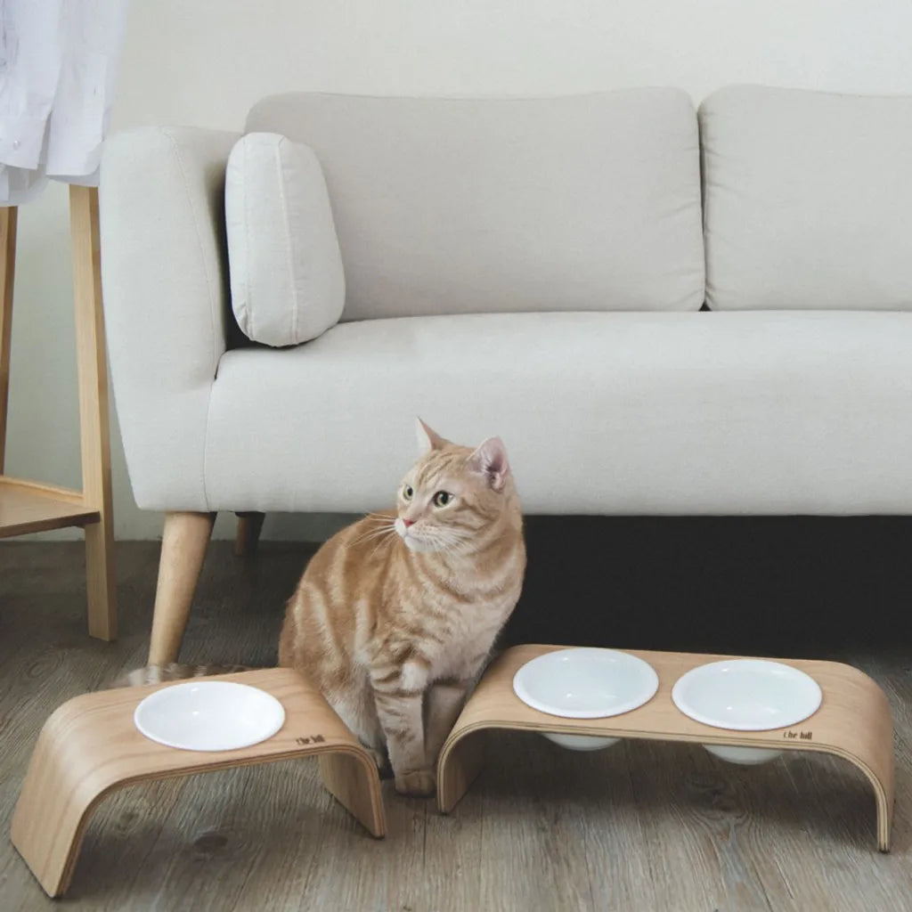 Woody God mat (Enkel Skål) Bentwood Djurmatsbord